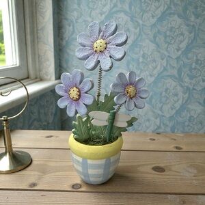 Decorative Flower Pot with Purple Flowers